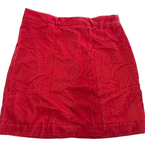 J Crew Skirt Womens 4 Red Pink Coral Velvet Mini A Line New - Picture 1 of 7
